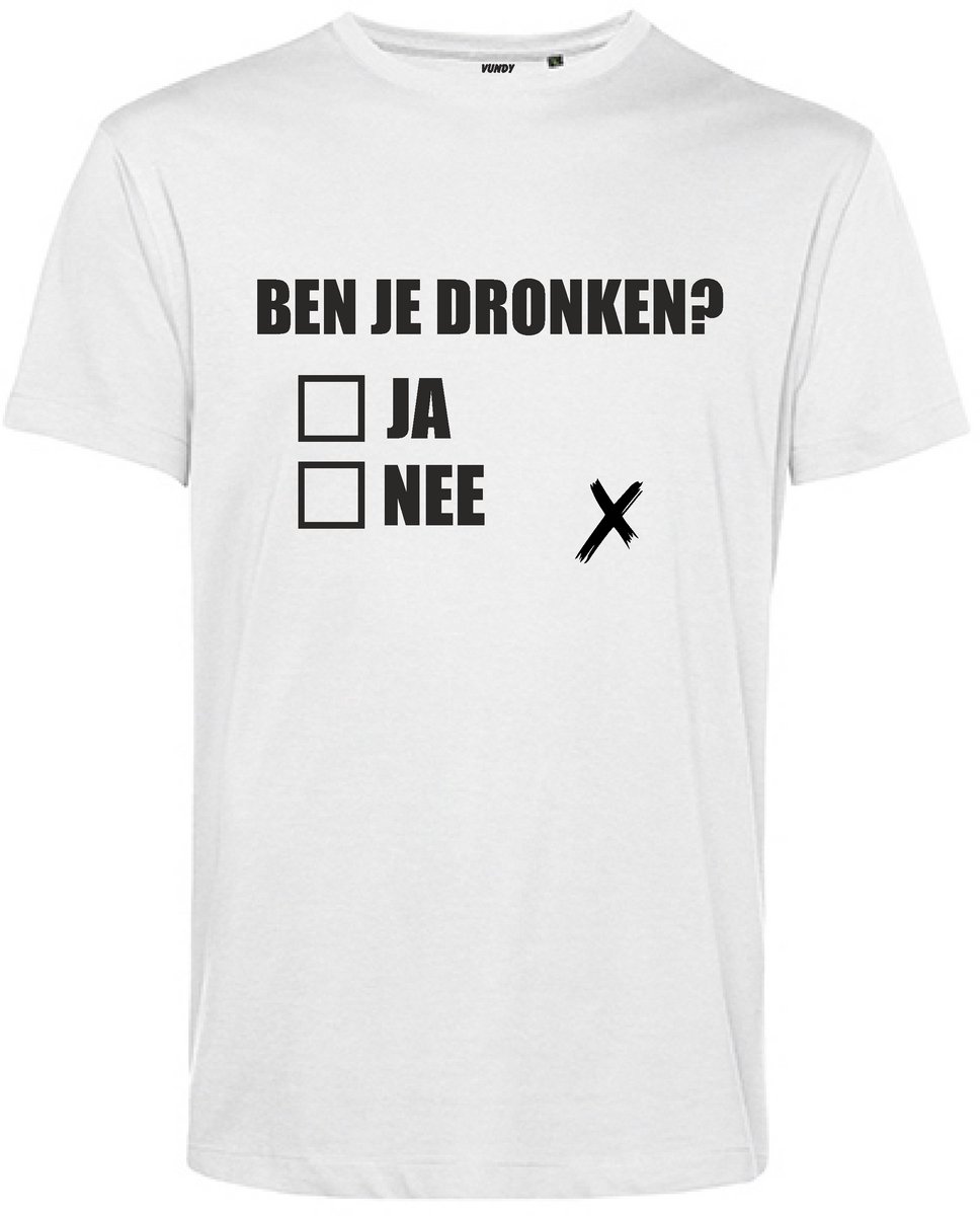 T-shirt Dronken? Ja Nee | Carnavalskleding | Foute Party | Wit | maat S